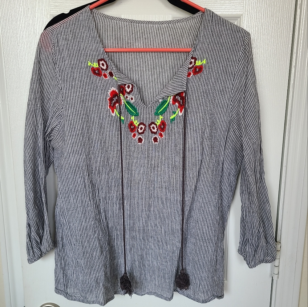 Flower Embroidered Top